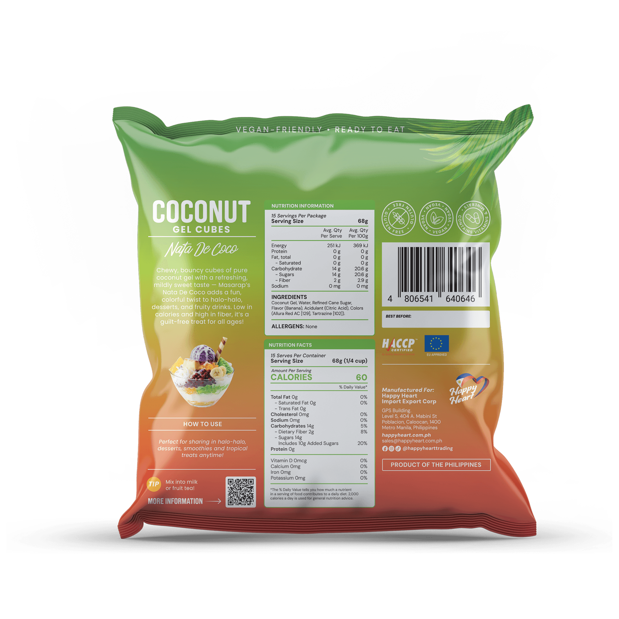 Coconut Gel Cubes (Nata De Coco) Red 1kg (BOP)