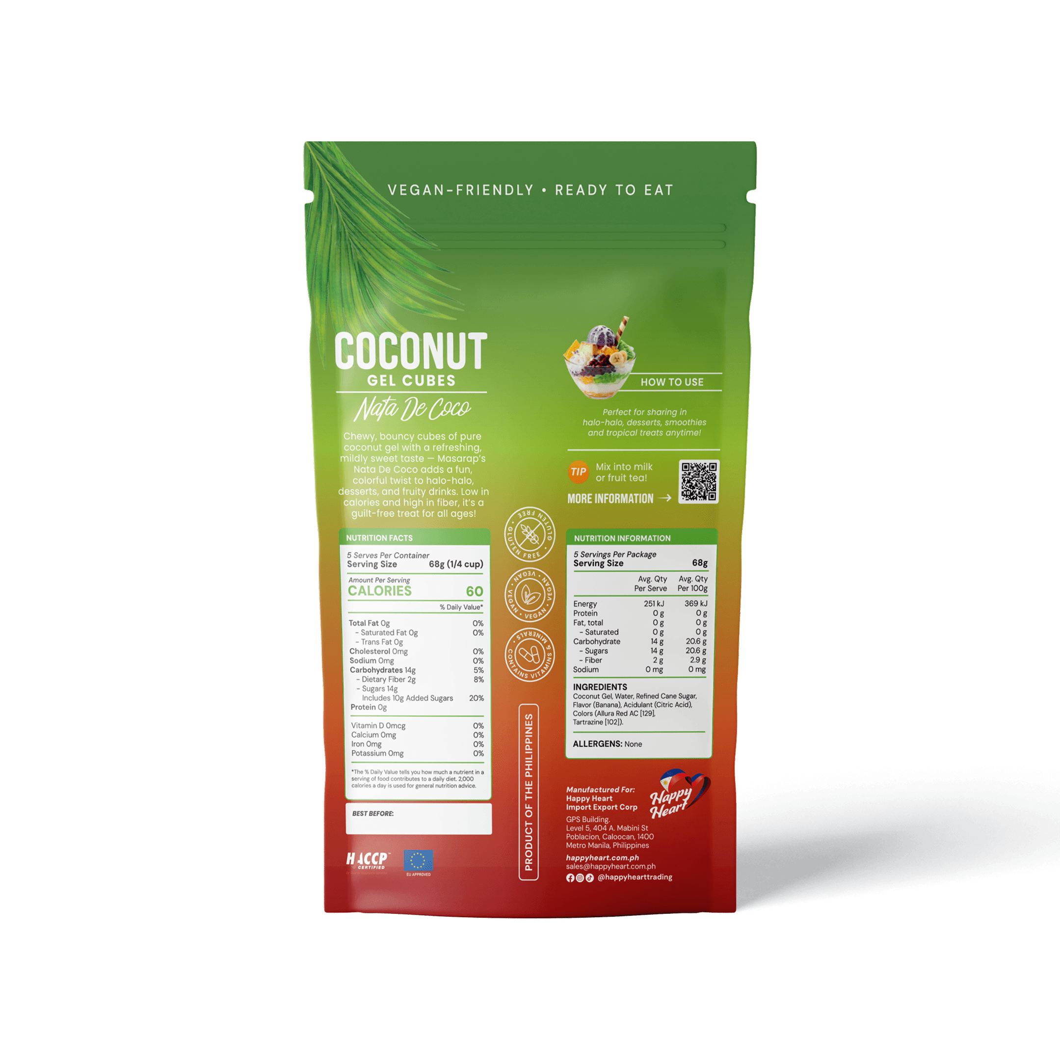Coconut Gel Cubes (Nata De Coco) Red 340g (BOP)